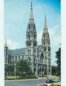 Unused 1950's OLD CARS & ST. PAUL CATHEDRAL Pittsburgh Pennsylvania PA Q7823