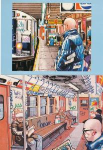 (6 cards) Subway Series by Spanish Comic Artist Pepe Moreno Prints on Postcards