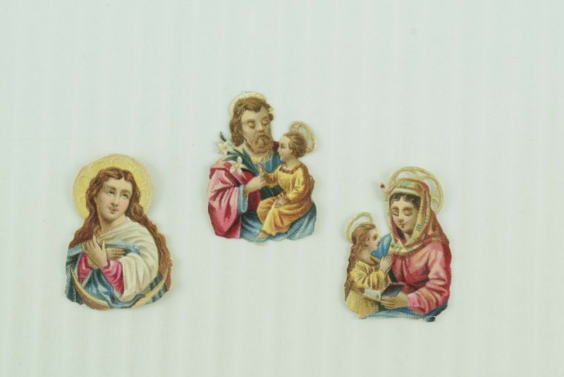 1880's Fab Lovely Die Cut Victorian Cute Religious Kids Lot of 8 Cards PD181 