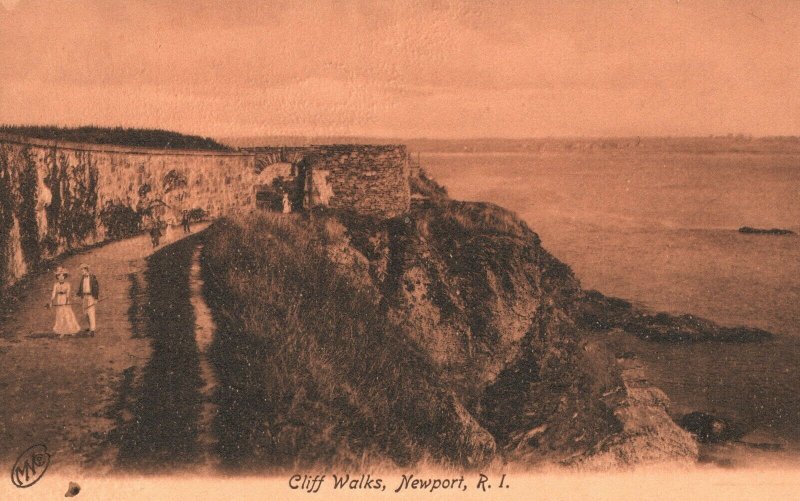 Cliff Walks  Newport RI Pub. The Metropolitan News Vintage Postcard c1900