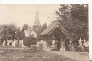 Buckinghamshire Postcard - Stoke Poges Church & Lych Gate - Ref 17492A