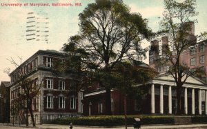 Vintage Postcard 1911 View of University of Maryland Baltimore Maryland MD