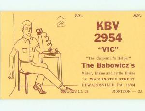 comic - QSL CB HAM RADIO CARD Edwardsville Pennsylvania PA t9361