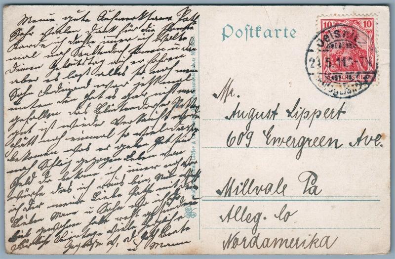 OELSNITZ VOGTLAND GERMANY ANTIQUE POSTCARD w/ STAMP