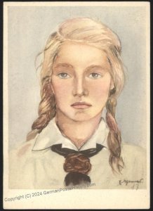 3rd Reich Germany Hitler Youth BDM Bund Deutscher Maedel Portait Card UNU 114375