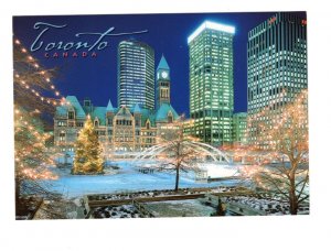 Holiday Lights Philips Squ. Toronto Ontario, Large 5 X 6.5 inch Vintage Postcard