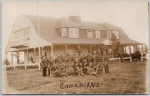 Canadian Soldiers Canada Military Unidentified Location Unused RPPC Postcard H70