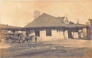 Bennington VT Stone Railroad Station Train Depot Horse & Wagons RPPC Postcard