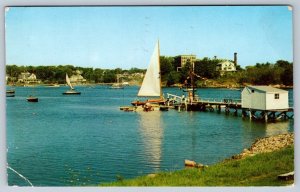 Sailboats, York Harbor, Maine, Vintage 1958 Chrome Postcard