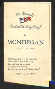 Monhegan ME Cruiser Balmy Day's Schedule, $2.00  Round Trip, Brochure