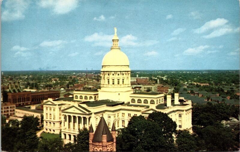 Georgia State Capitol Atlanta GA Air View Postcard PM Sandy Springs GA Cancel