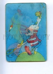 487051 USSR 1977 cartoon Parasol on a fishing trip lenticular 3D Pocket CALENDAR