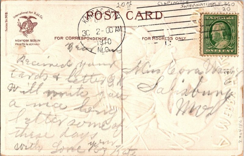 1910 USA Halloween Corn Child Postcard Cover From Kansas City MO to Salisbury MD