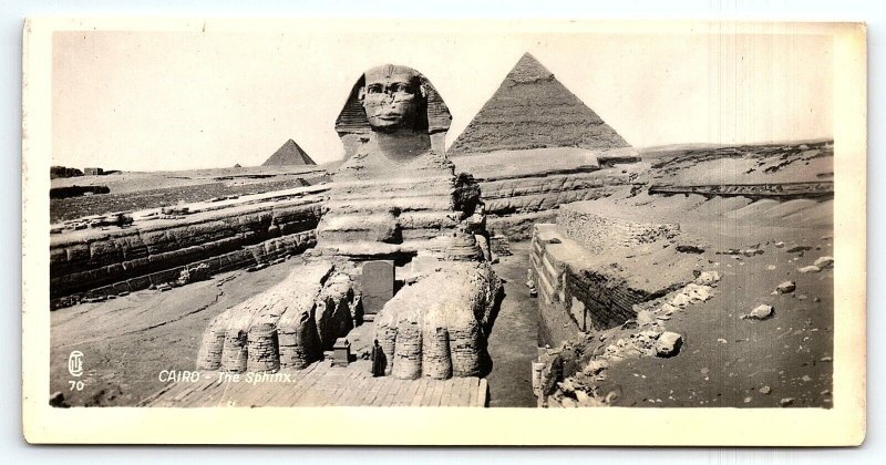 1920s CAIRO EGYPT THE SPHINX  PYRAMIDS  PHOTO RPPC POSTCARD P1687