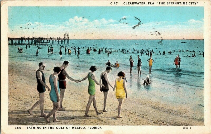 Clearwater Florida Springtime City Beach Mexico PM Divided Postcard VTG 