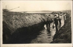 Men Digging Trench/Canal Possibly Cape Cod? c1910 Real Photo Postcard