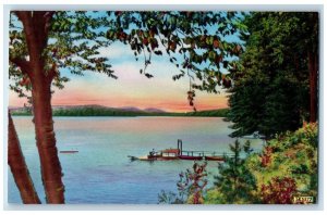 c1950's General View of Fourth Lake Central Adirondack Mountains NY Postcard