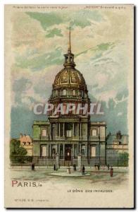 Old Postcard transparent map Paris Le Dome des Invalides