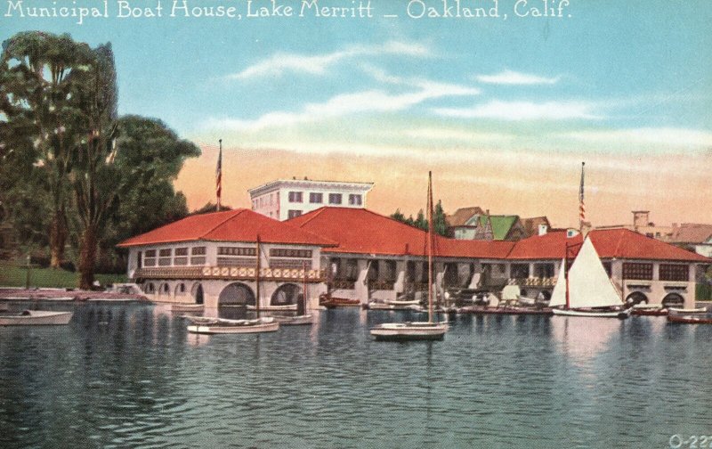 Vintage Postcard 1910's Municipal Boat House Lake Merritt Oakland California CA