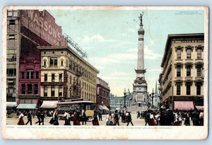 Indianapolis Indiana IN Postcard Meridan Street North Washington Streetcar 1910