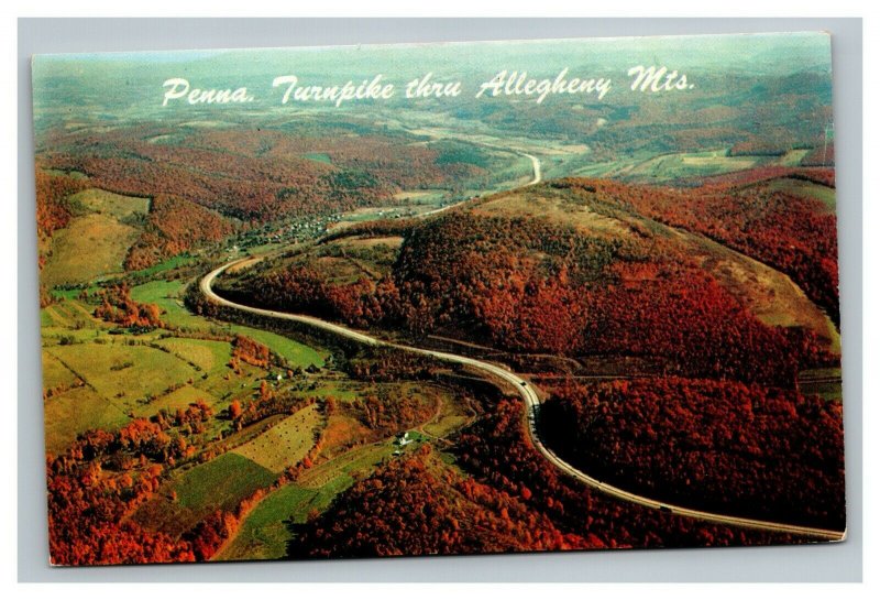 Vintage 1960's Postcard Panoramic View Pennsylvania Turnpike Allegheny Mountains
