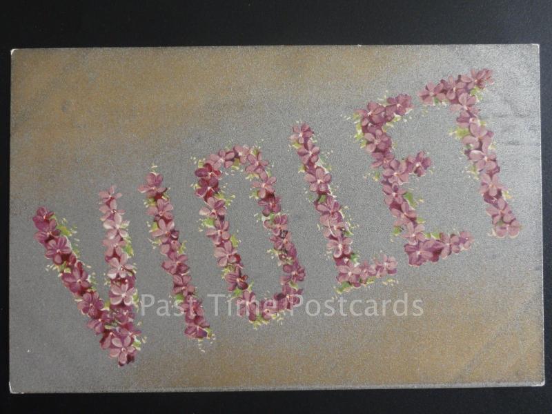 Greeting: Name Card VIOLET sent to 23 St michael's Lane, Bridport, Dorset c1912