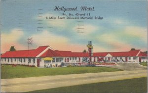 Postcard Hollywood Motel New Castle Delaware DE