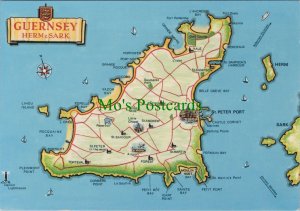 Cartography Postcard - Map of Guernsey, Herm and Sark   Ref.RR17122