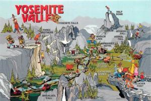 Yosemite Valley California Cartoon Map ? Postcard #1