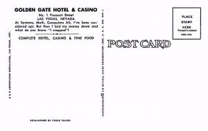 LAS VEGAS, NV  Nevada  GOLDEN GATE HOTEL & CASINO  Beagle & Dice CHROME Postcard
