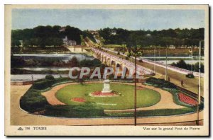 Postcard Old Tours View of the Grand Stone Bridge