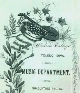 1886 Western College Graduation Recital Program Music Dept. Fab! P226