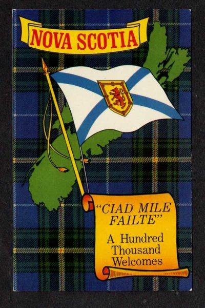 NS  NOVA SCOTIA Postcard PC Tartan Flag Map Canada Carte Postale Postcard