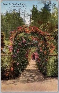 1930 Stanley Park Vancouver BC Roses Archway Postcard Leonard Frank H82