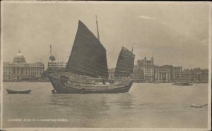 Shanghai China Chinese Junk Ship Whangpoo River c1915 Real Photo Postcard