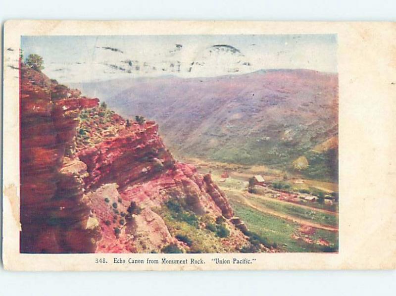 Pre-1907 ECHO CANYON FROM MONUMENT ROCK Zion National Park - St. George UT A1550