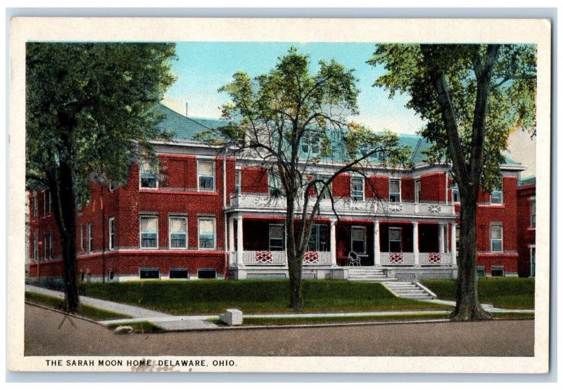 Delaware Ohio Postcard Sarah Moon Home Building Exterior c1920 Vintage Unposted