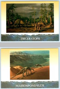 2 Postcards TRICERATOPS & MASSOSPONDYLUS Dinosaurs Artist ELEANOR KISH 4x6