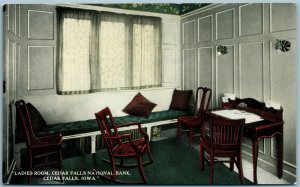 CEDAR FALLS IA NATIONAL BANK LADIES ROOM ANTIQUE POSTCARD