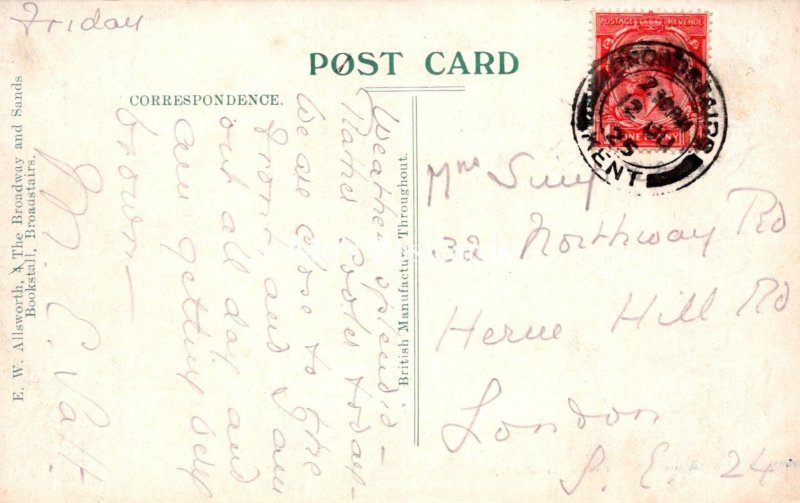 Kent Postcard - Bandstand, Broadstairs   SW18233