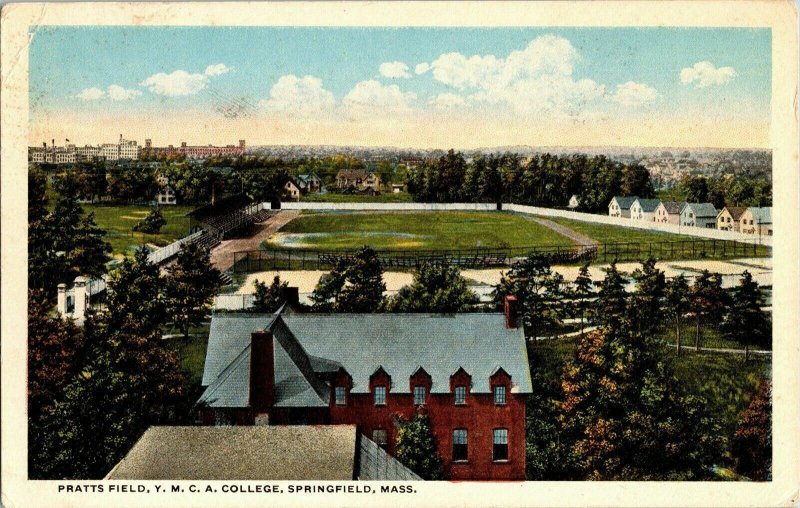 Pratts Field YMCA College Springfield Mass WOB 2c Stamp Vintage Postcard Cancel 