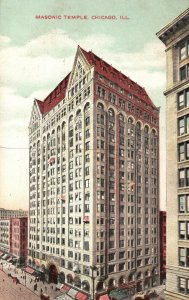 Vintage Postcard 1908 Masonic Temple Historical Building Chicago Illinois IL