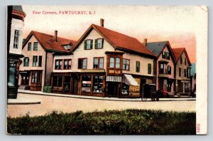 Four Corners  Coca Cola Sign  Pawtucket  Rhode Island  Postcard