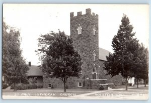 Holstein Iowa IA Postcard RPPC Photo St. Paul Lutheran Church 1944 Vintage