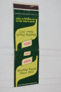 IRIS Quality Foods Since 1871 CA Advertising 20 Strike Matchbook Cover