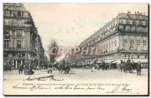 Paris Old Postcard Boulevard des Capucines cafe peace and the grand hotel