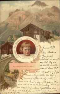 Neubruck Bei Zermatt Austria Child & Log Cabin 1898 Used Postcard