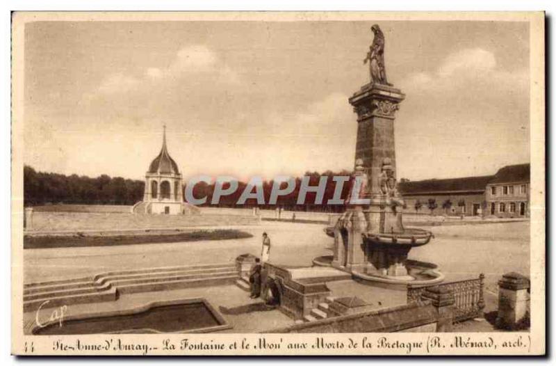 Old Postcard Sainte Anne D Auray Fountain and Abon to Aborts the