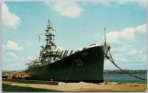 USS Massachusetts Ship Fall River MA Taunton River Postcard H69