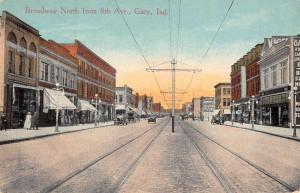 Gary Indiana Broadway Street Scene Historic Bldgs Antique Postcard K23395